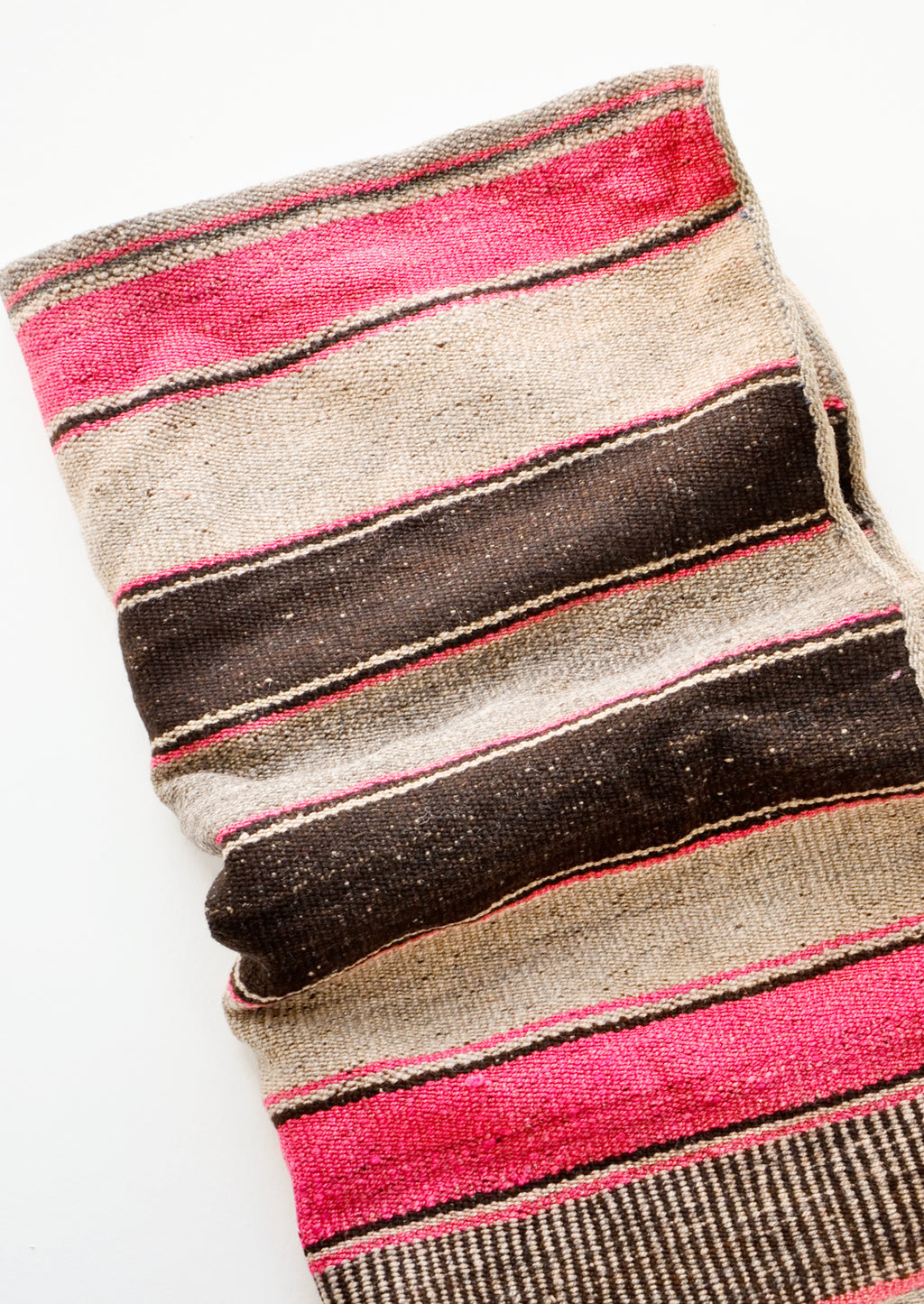 2: Vintage wool textile in pink, tan & brown striped pattern