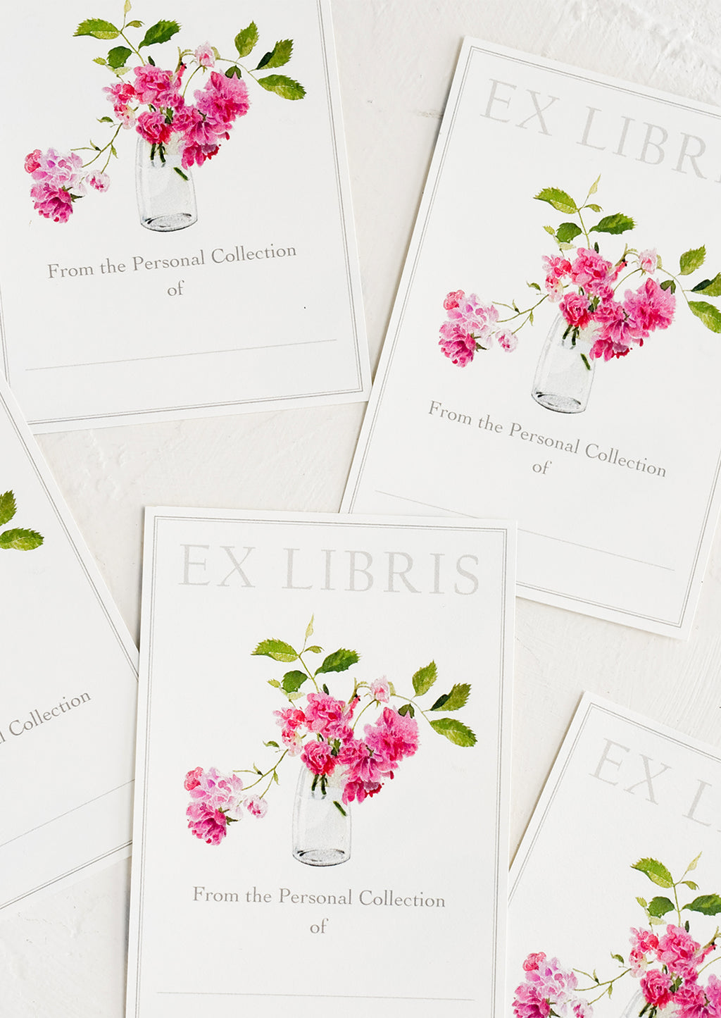 Wild Roses: A five pack of rose print book plates.