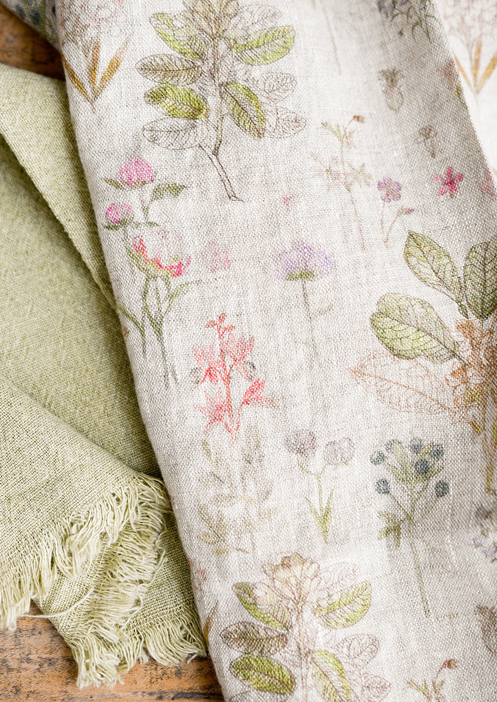 3: A botanically printed natural linen tea towel.