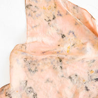#05: Botanically dyed, one of a kind silk scarf with randomized splatters of color. Peach with grey and black.