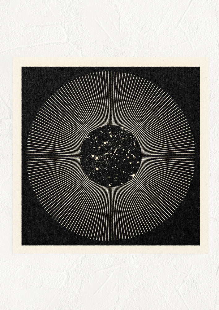 A digital art print featuring circle with stars in middle.