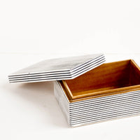 2: Small lidded storage box with wooden lining