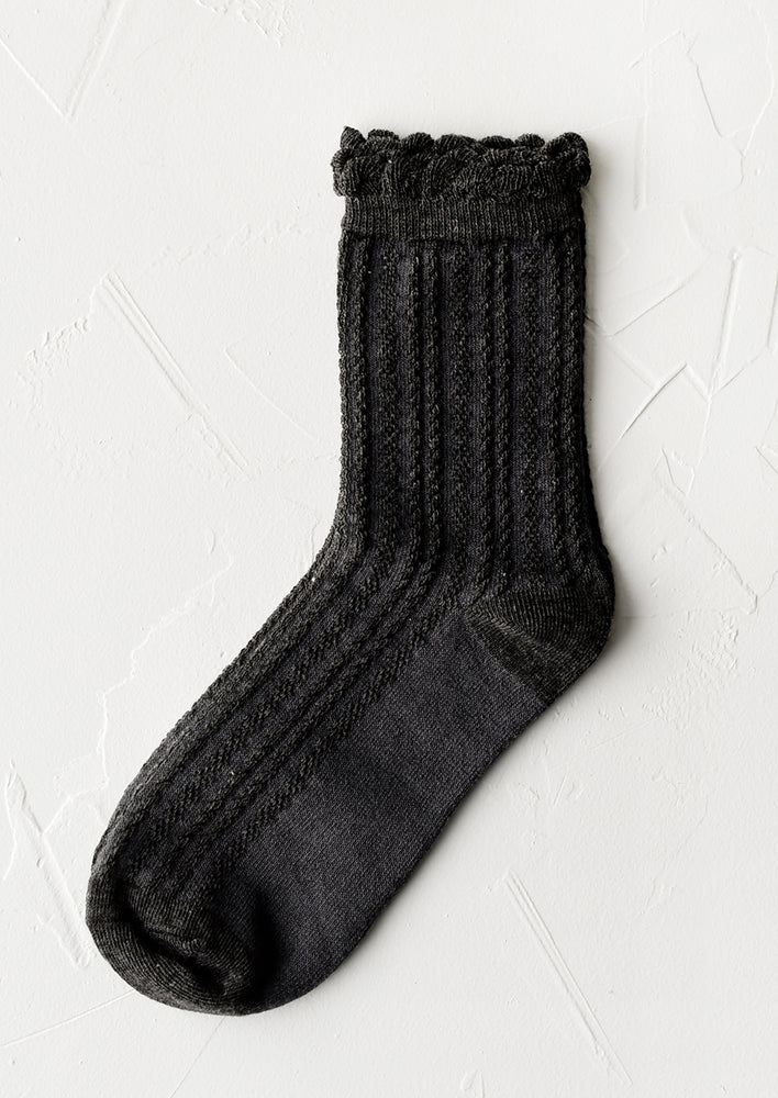 Cable Ruffle Trim Socks hover