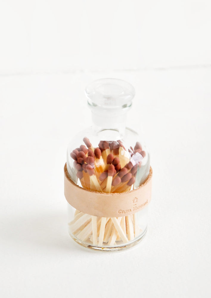 Fig: Leather Wrapped Match Jar in Fig - LEIF
