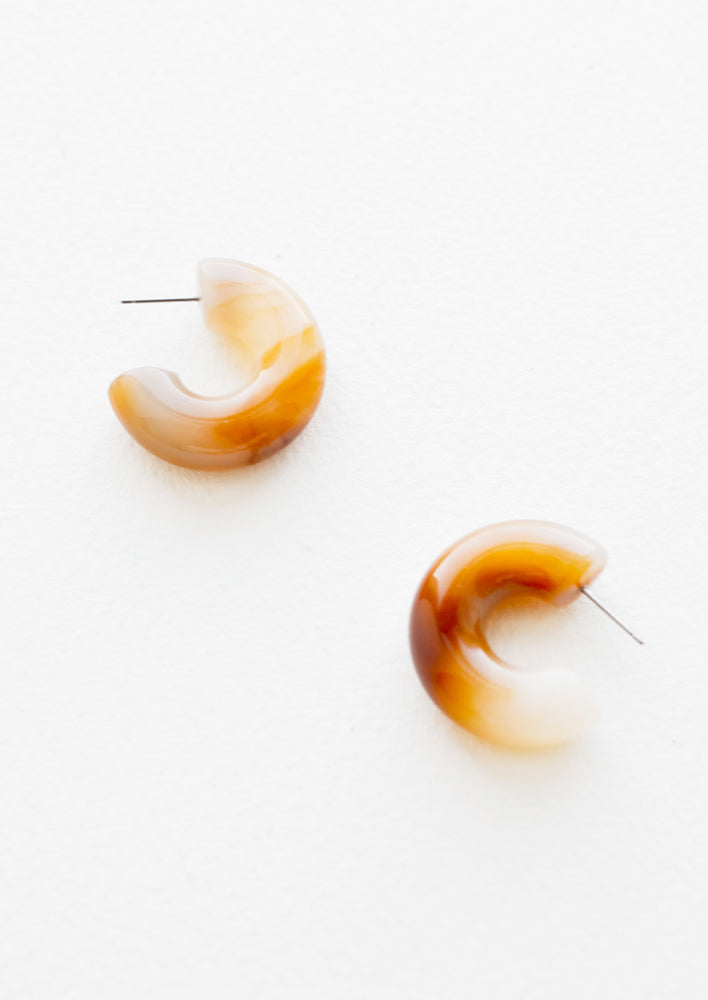 Chunky Resin Hoop Earrings in Caramel - LEIF