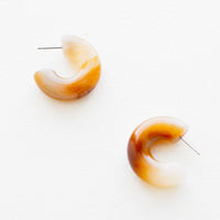 Caramel: Chunky Resin Hoop Earrings in Caramel - LEIF