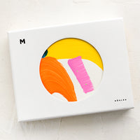 3: A set of saturated color abstract painted greeting cards in a box.
