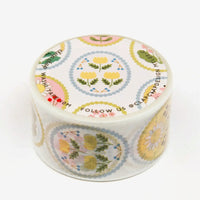 2: Pastel floral print washi tape in oval border shape.