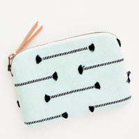 Minty Fringe: Clare Fabric Zip Pouch in Minty Fringe - LEIF