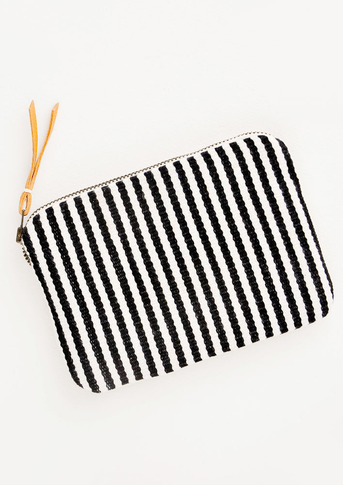 Clare Fabric Zip Pouch in Monochrome Stripe - LEIF