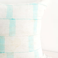 2: Square throw pillow in faded vintage fabric with vertical line print