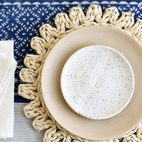 3: A table setting with blue and white theme.