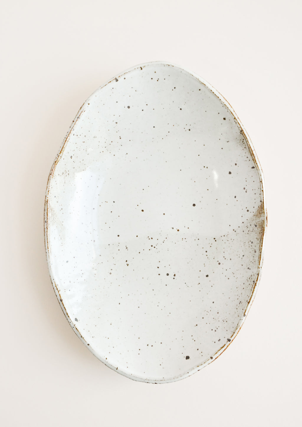 Glossy White: Rustic Ceramic Platter in Glossy White - LEIF