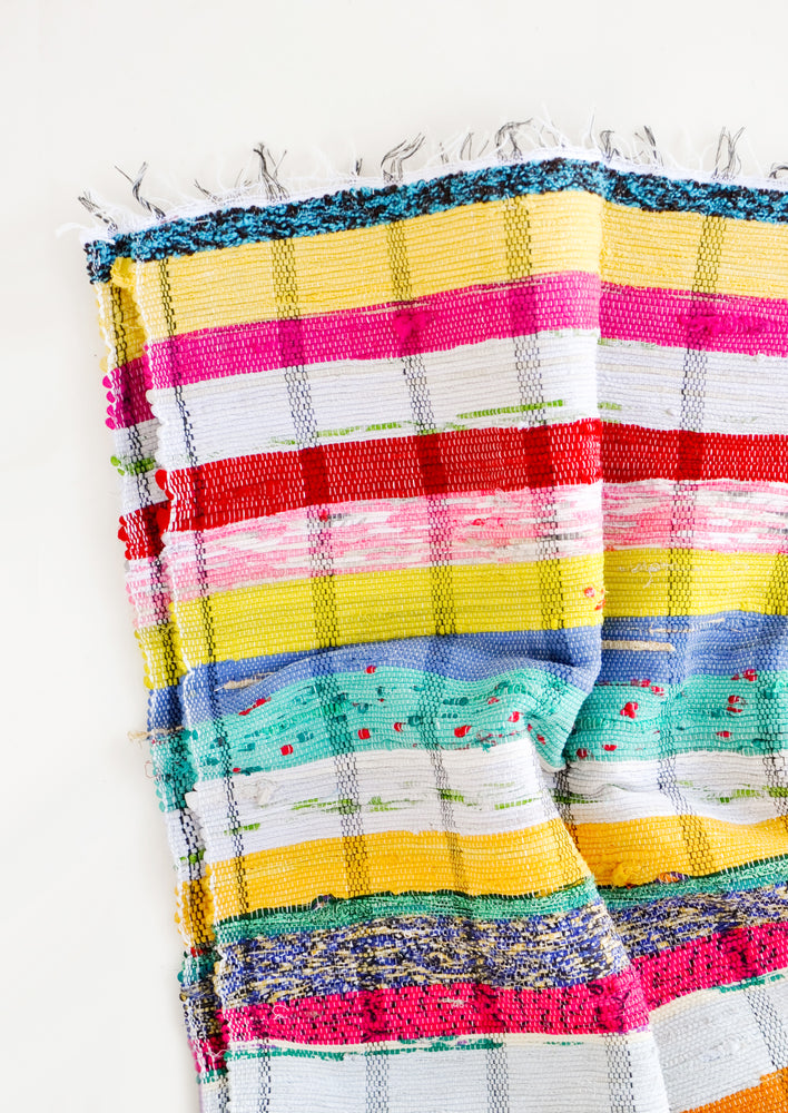 Multicolor striped cotton blanket in a bright mix of hues