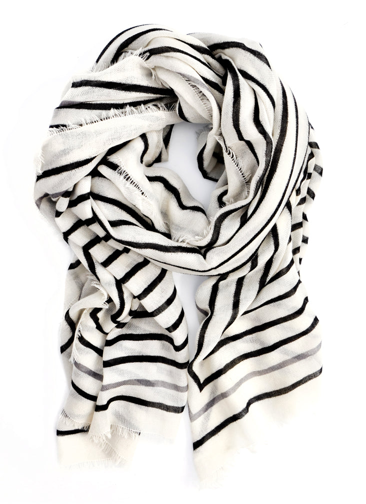 1: Concentric Lines Wool-Cashmere Scarf in  - LEIF