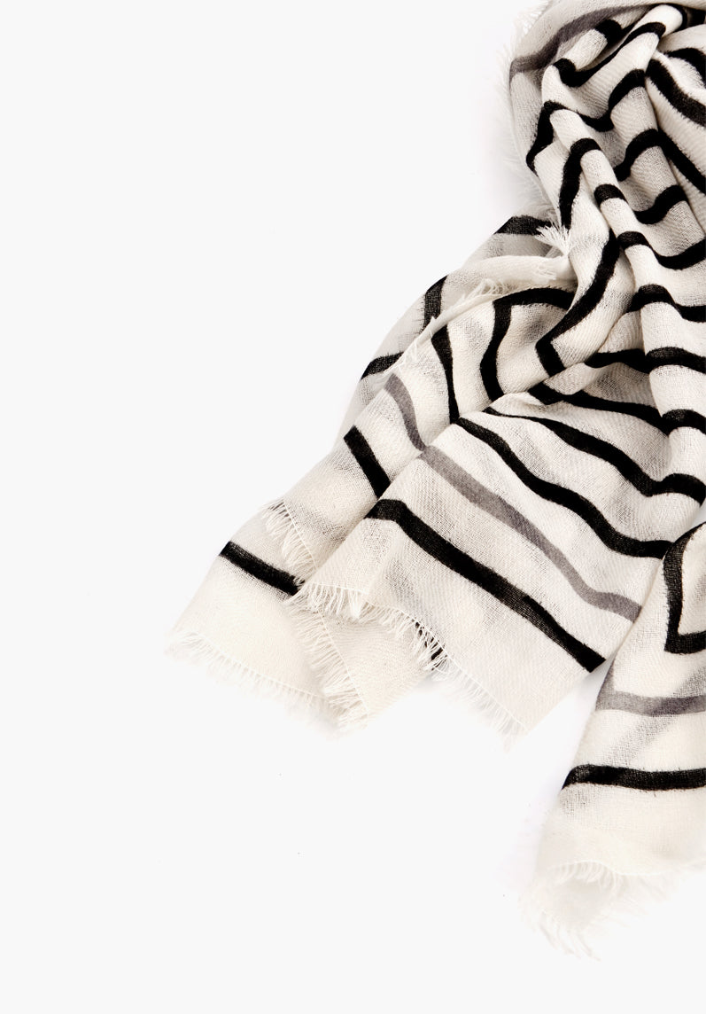 2: Concentric Lines Wool-Cashmere Scarf in  - LEIF