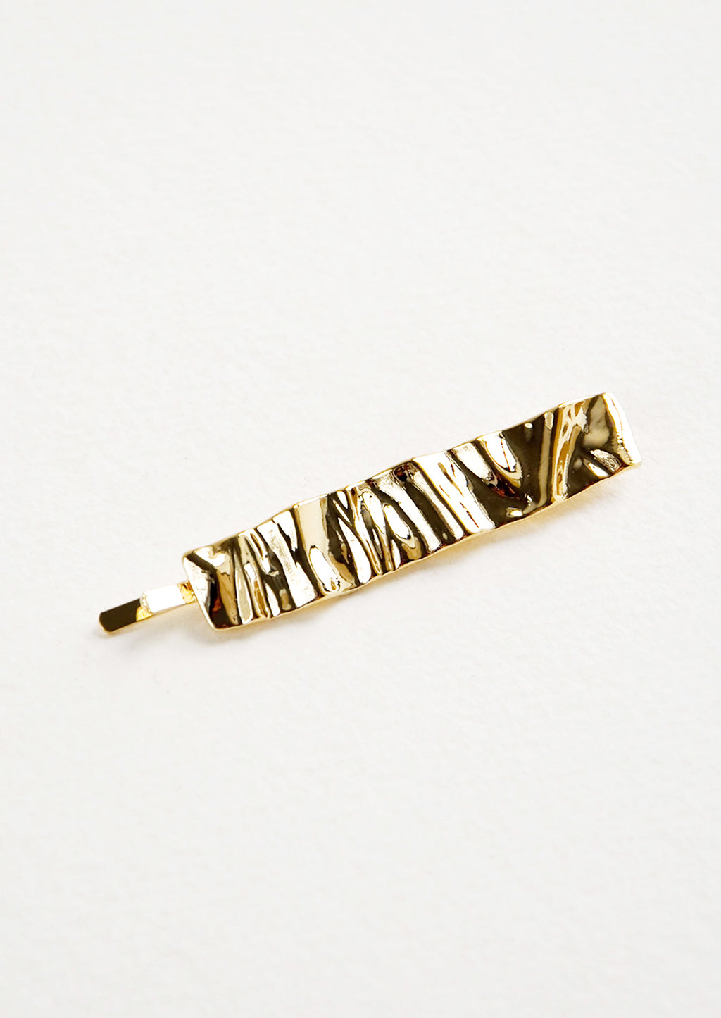 1: Textured gold metallic rectangular hair clip