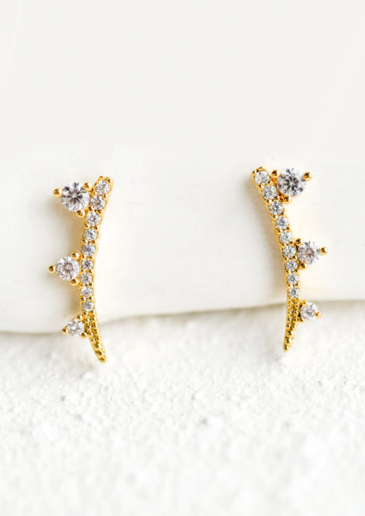 A pair of crystal stud earrings with spike shape.