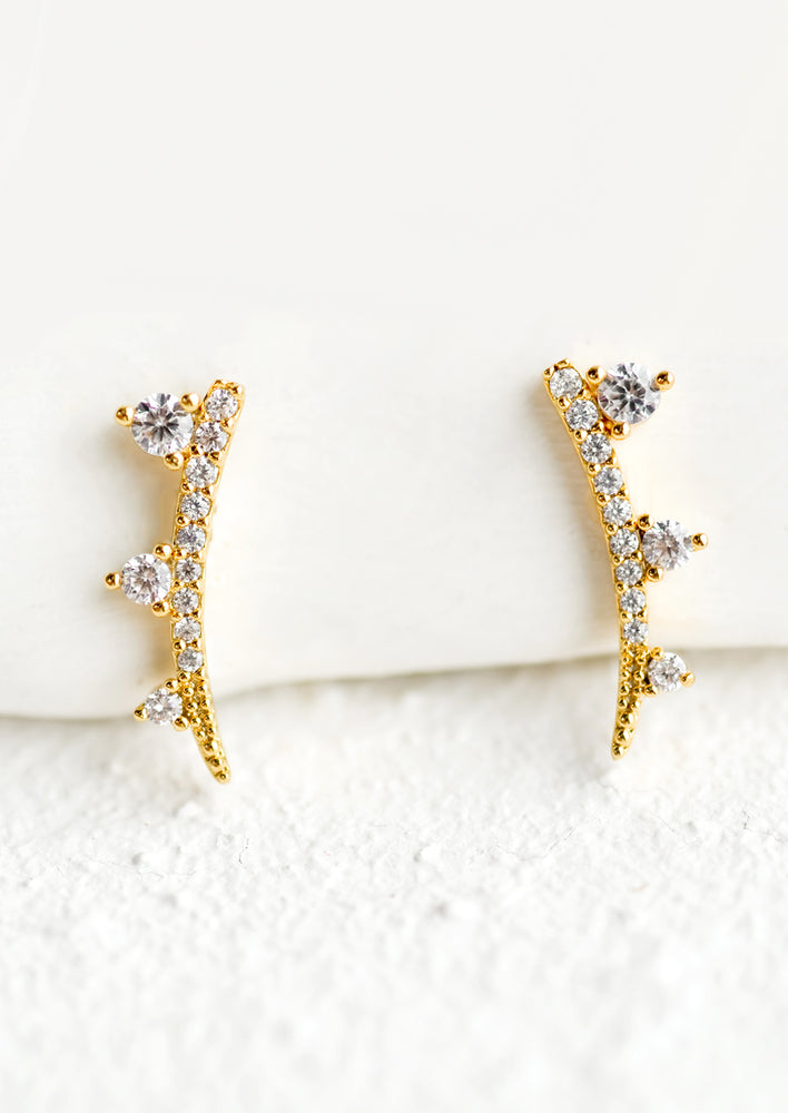 1: A pair of crystal stud earrings with spike shape.