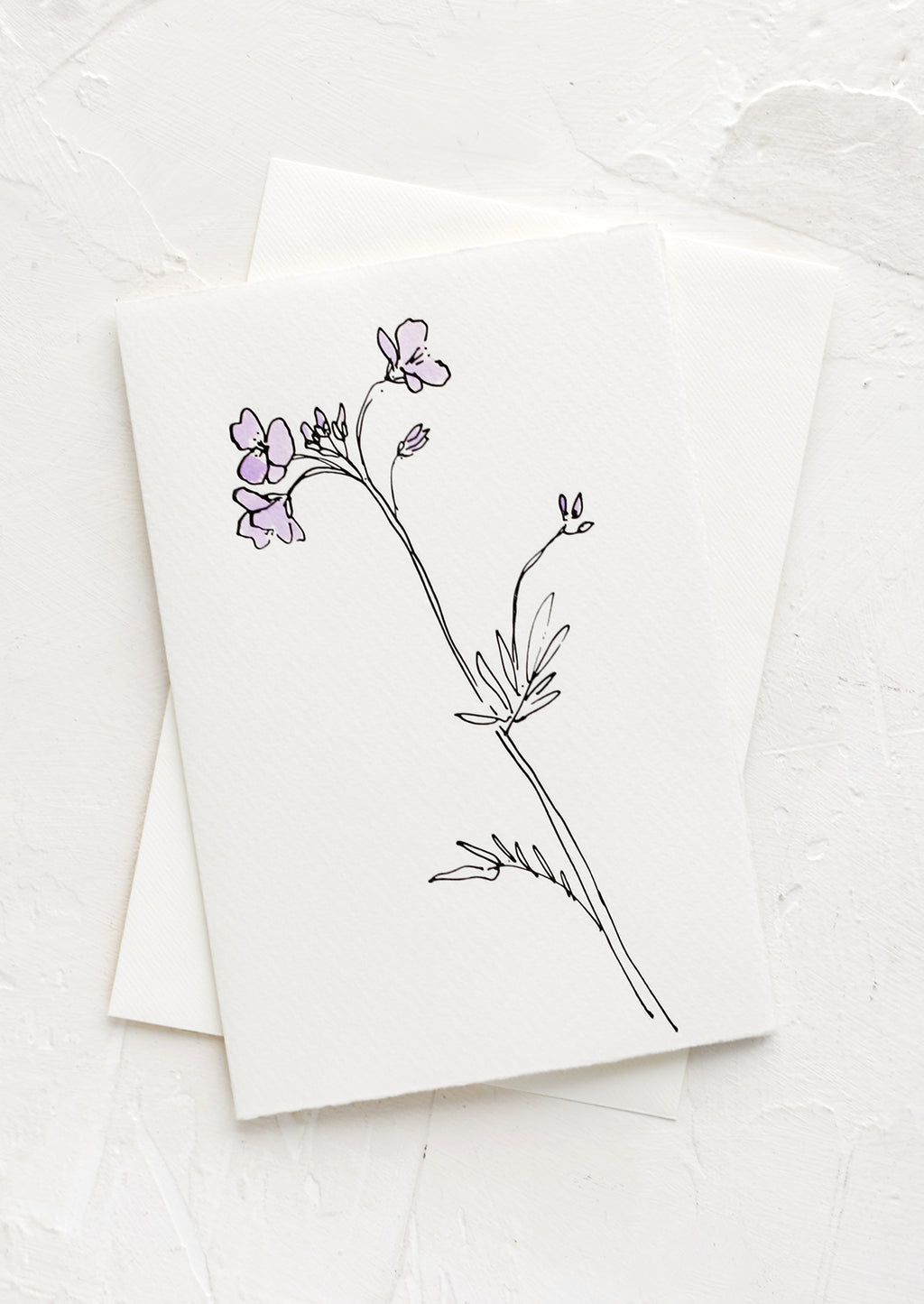 Cuckoo Flower: A white greeting card with a hand painted illustration of a cuckoo flower.