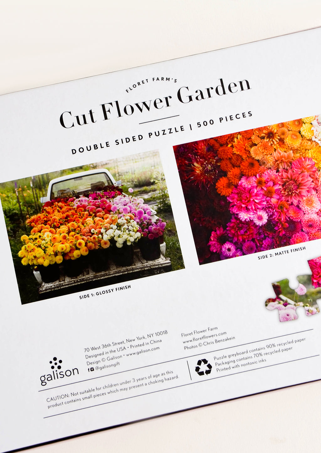 2: Two different floral-themed photographs showing two jigsaw puzzle designs
