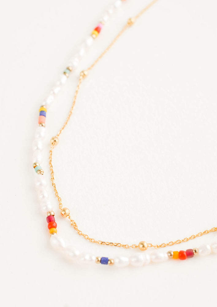 Dainty Rainbow Pearl Necklace hover