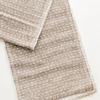 1: Dash Stitch Embroidered Table Runner in Taupe / White - LEIF