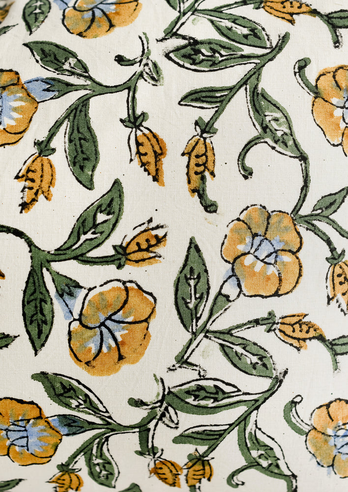 2: Floral print fabric detail.
