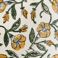 2: Floral print fabric detail.