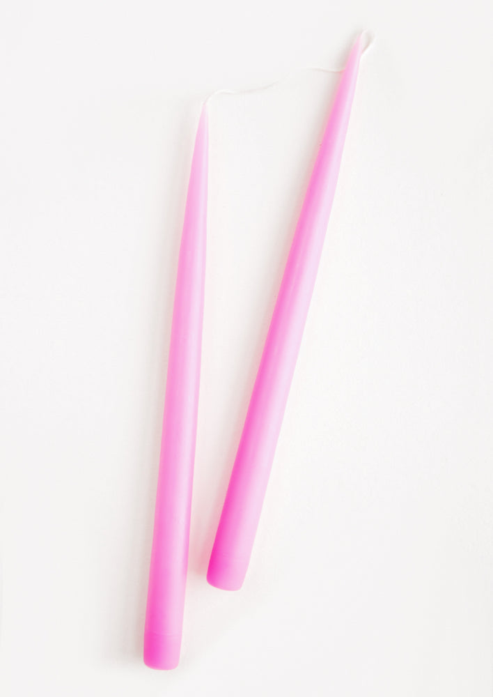 Peony: Pair of Taper Candles in bright pink.