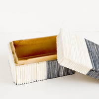 2: Rectangular, decorative lidded storage box in two-tone design