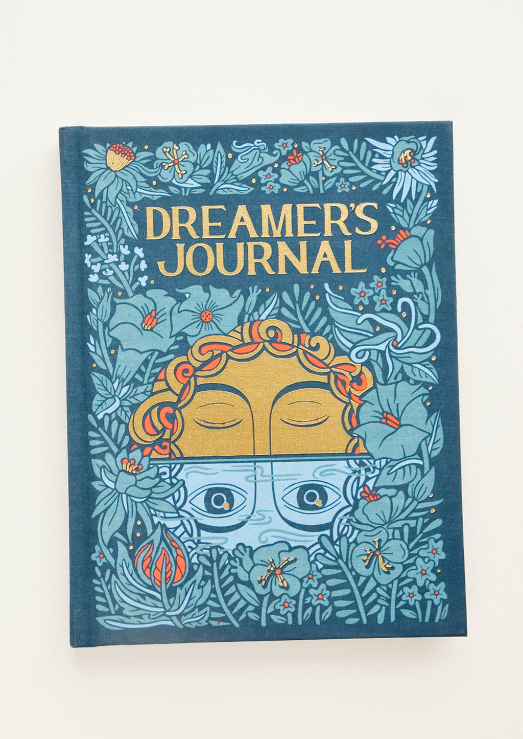 1: Fabric-covered journal with mystical moon and floral print, titled "Dreamer's Journal"