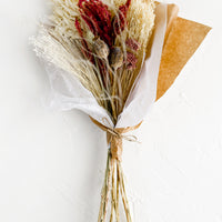 Pink Multi: A dried floral bouquet in tones of ivory and red.