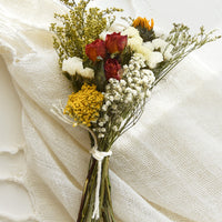 Prairie Multi: A bouquet of dried flowers in a red, yellow and white mix.