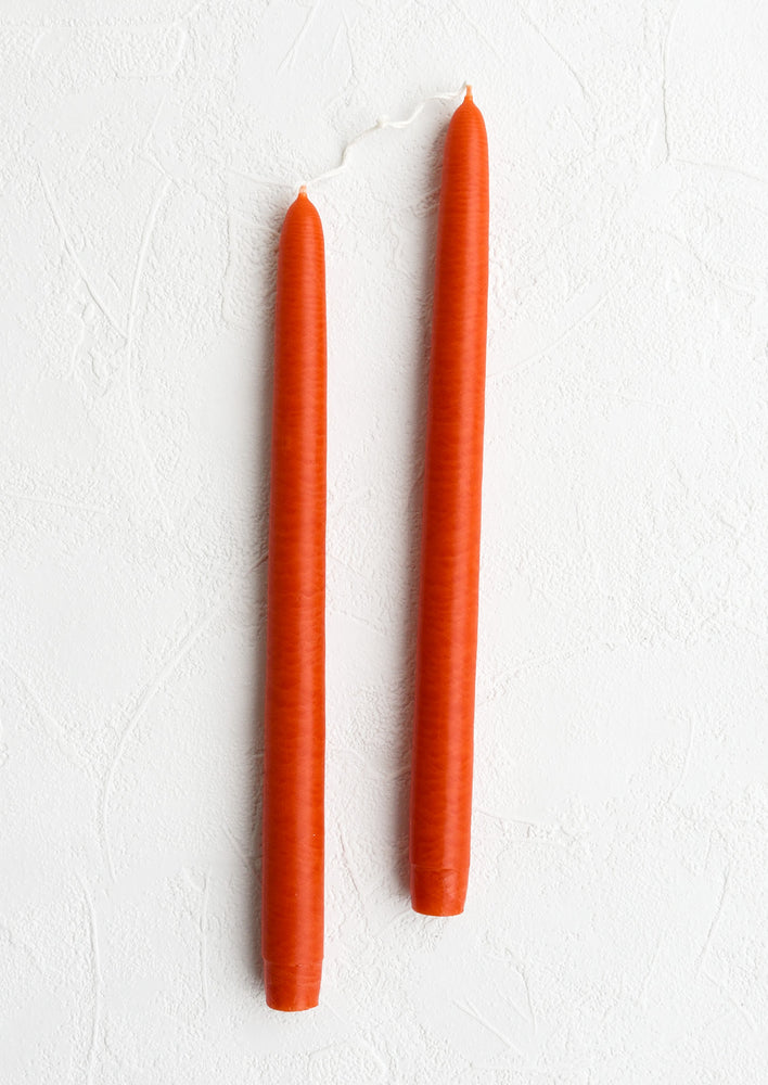 Pair of taper candles in persimmon