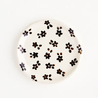 Black & White Floral: Small, round ceramic dish in white with black floral print