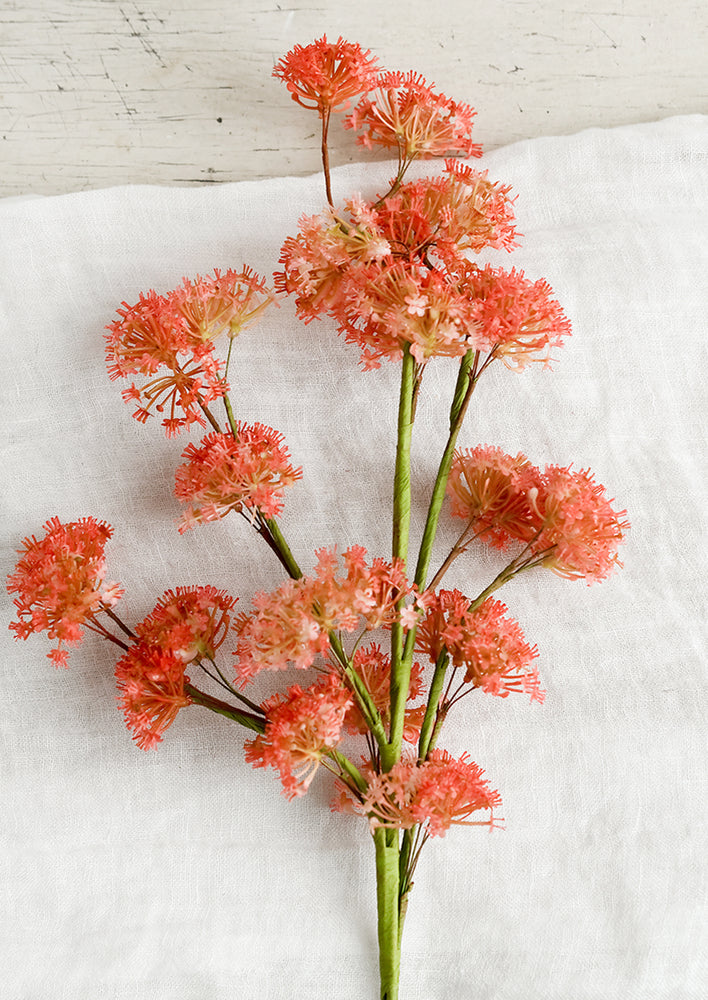 A faux stem of coral valerian flower.
