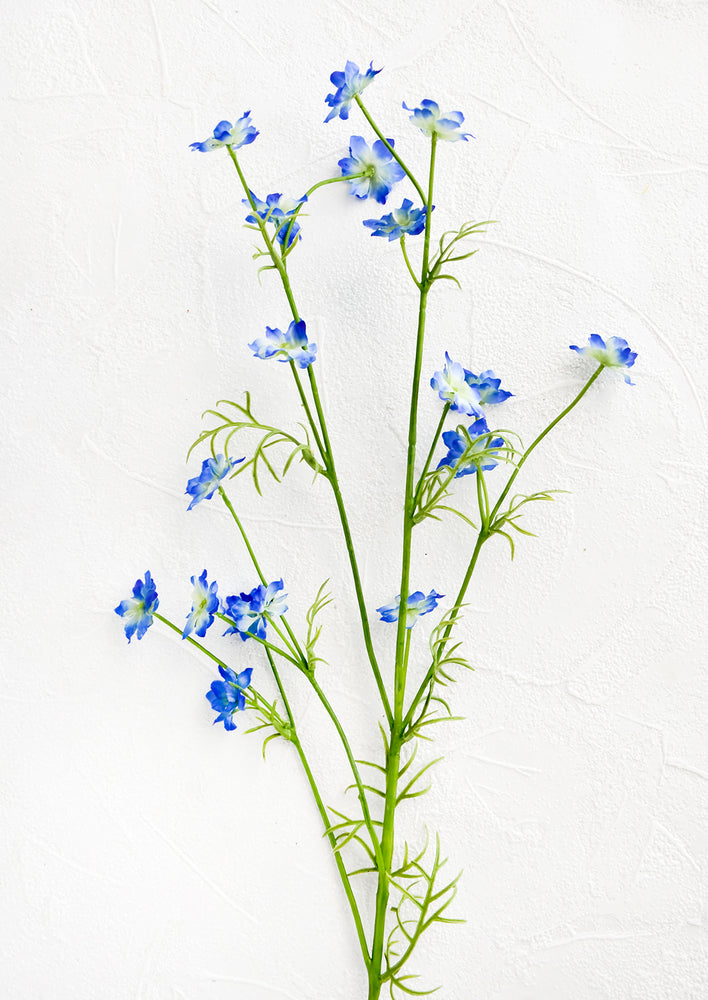 1: Realistic looking faux flower stem made to look like wild delphinium