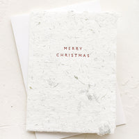 Merry Christmas: A botanical fern paper folded card reading "merry christmas" in red lettering.