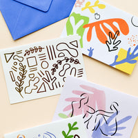 1: Product show showing multiple styles of notecard.