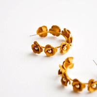 Honey: Floral Society Hoop Earrings in Honey - LEIF