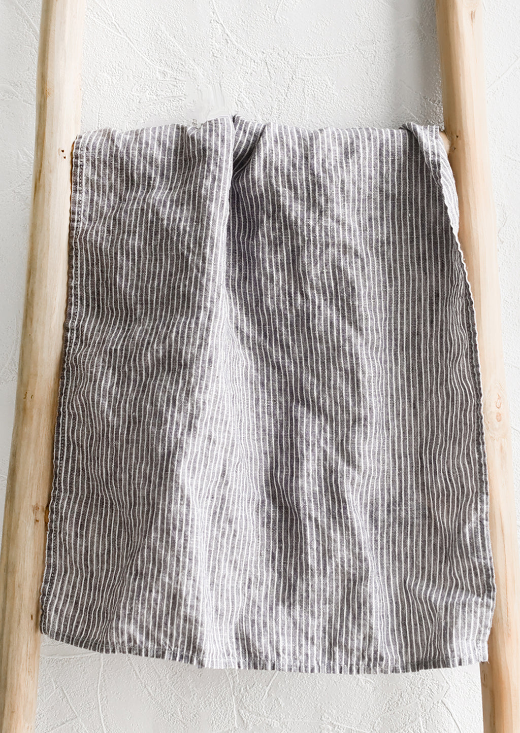 Chambray / White Stripe: A linen tea towel in grey and white pinstripe.