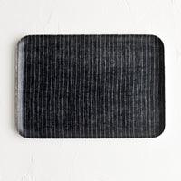 Medium / Navy Pinstripe: A small tray in charcoal pinstripe print.