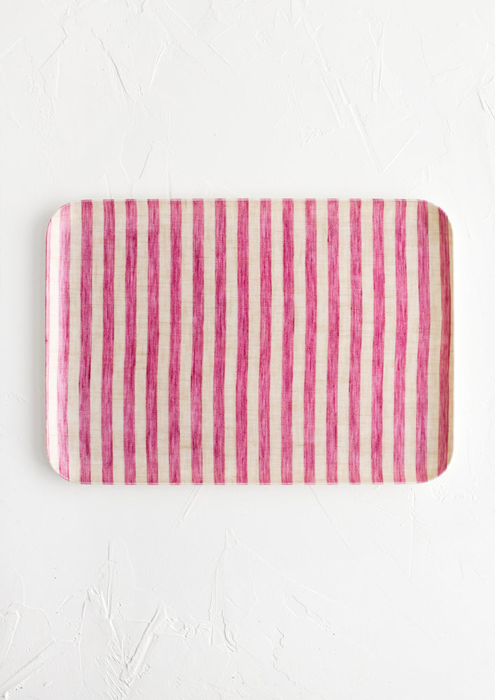 Medium / Pink Wide Stripe: A small tray in pink and cream stripe.