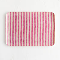 Medium / Pink Wide Stripe: A small tray in pink and cream stripe.