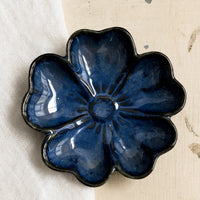 Indigo Flower: A flower shaped trinket dish in indigo.