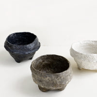 4: Small, decorative footed bowls made from paper mache in either white, black or brown