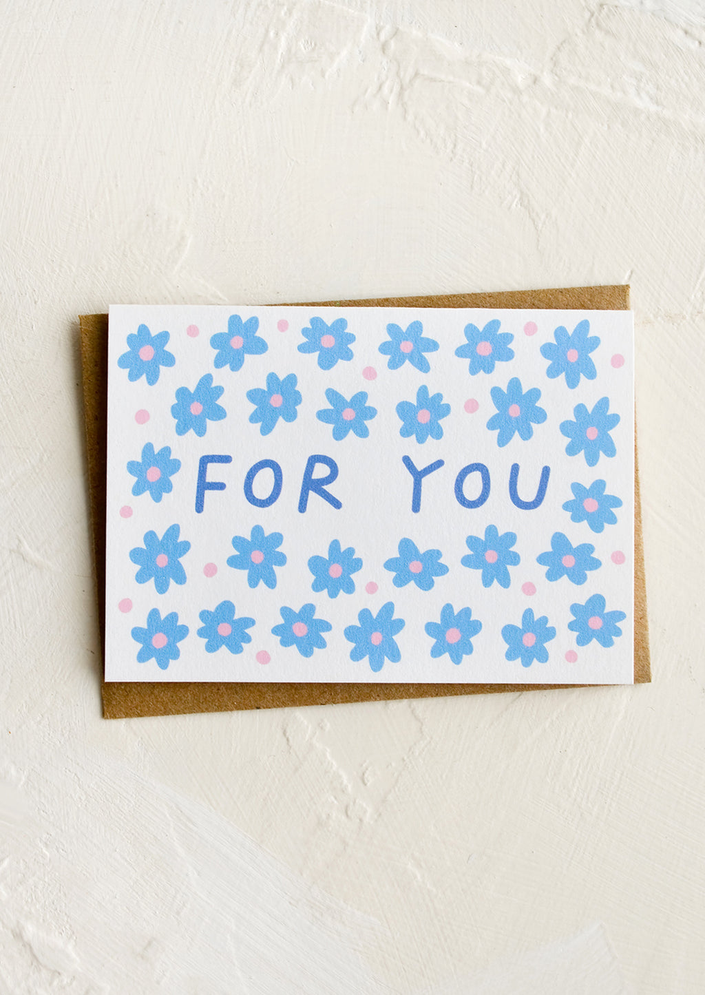 For You: A mini greeting card reading "FOR YOU" with flower print.