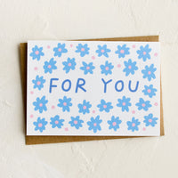 For You: A mini greeting card reading "FOR YOU" with flower print.