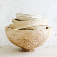 1: Stack of vintage paper mache bowls in incremental sizes